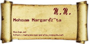Mehsam Margaréta névjegykártya
